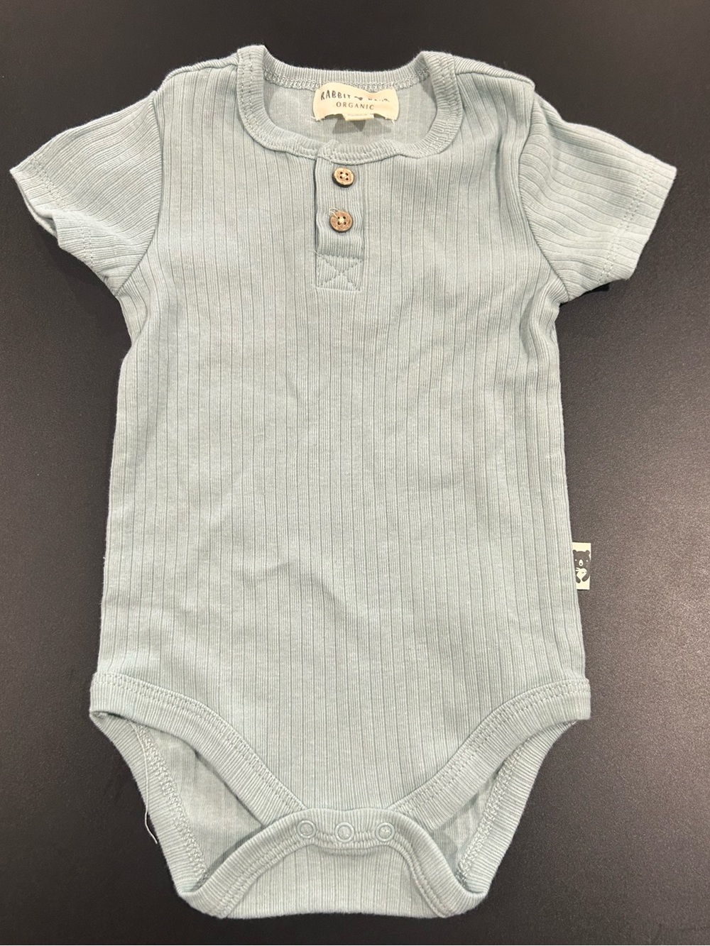 Organic Light Blue Ribbed Baby Bodysuit